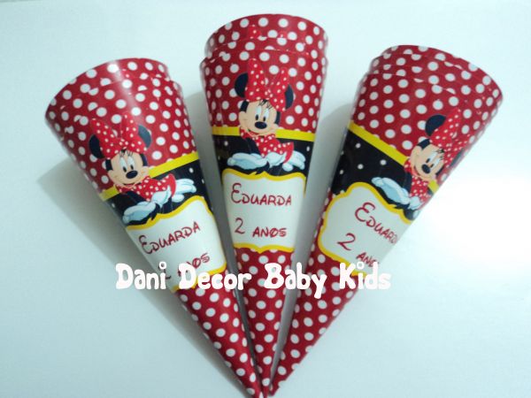 30 Cones personalizados minnie vermelha